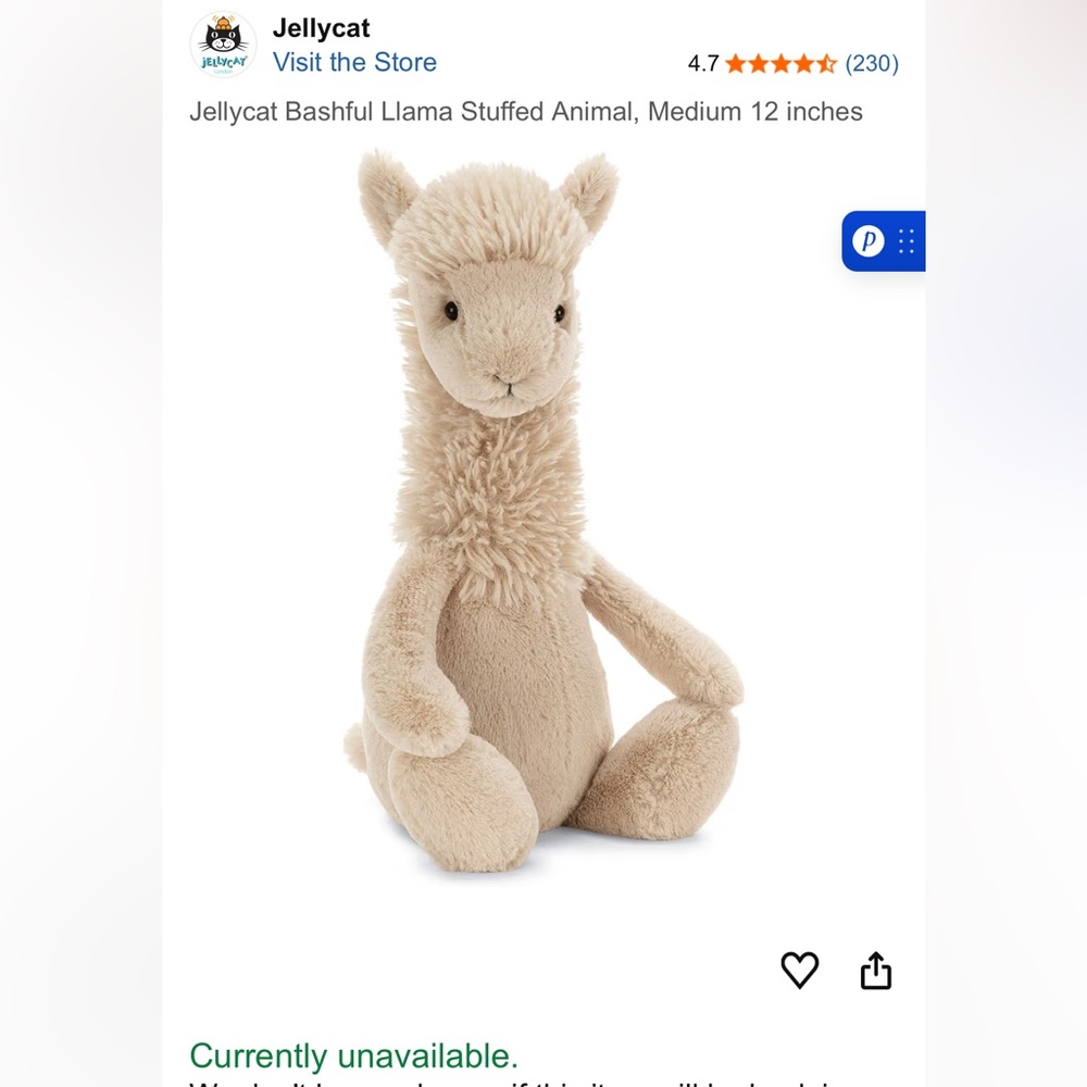 Jellycat Bashful Llama Medium Plushie - RETIRED